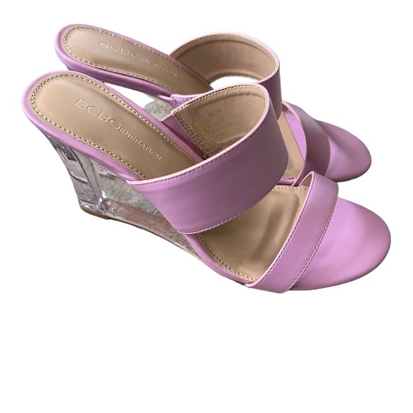 BCBG Walina Lucite Wedge Sandal in Pink Orchid New in Box Size 9.5 - Picture 12 of 13